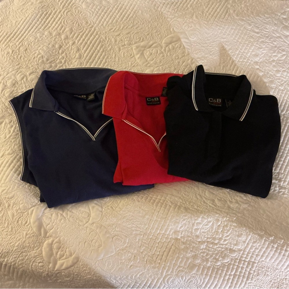 3 Croft & Barrow Sport Red,black and blue Polo Shirt dresses.